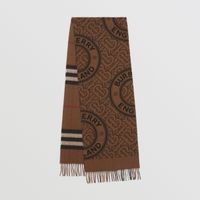 Reversible Check and Monogram Cashmere Scarf in Birch Brown | Burberry® Official