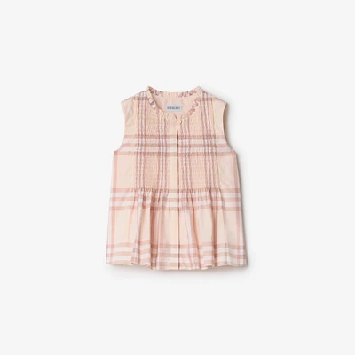 Check Cotton Poplin Top in Shell | Burberry® Official