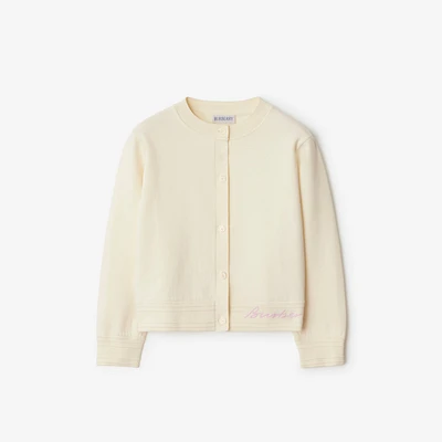 Cotton Blend Cardigan in Ivory | Burberry® Official