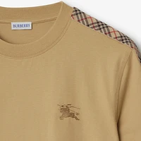 Check Trim Cotton T-shirt in Flax beige - Men | Burberry® Official