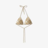 Check Bikini Top in Wheat - Women, Nylon | Burberry® Official