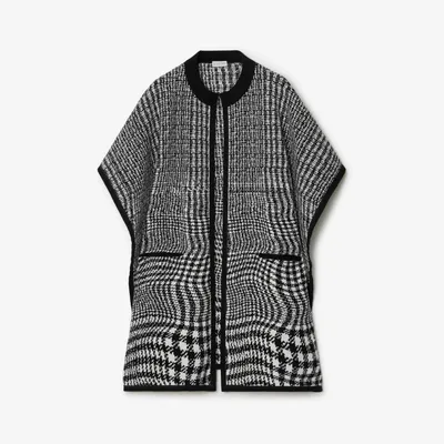 Warped Houndstooth Wool Cashmere Cape in Monochrome | Burberry® Official