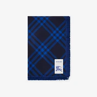 Wide Check Wool Silk Scarf in Ink/blue | Burberry® Official