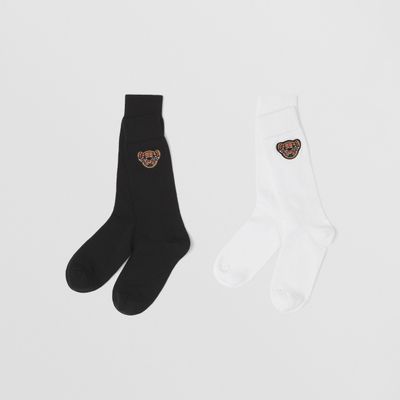 Thomas Bear Motif Two-piece Socks Set Black/white - Children | Burberry® Official