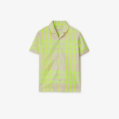 Check Cotton Blend Shirt in Vivid lime | Burberry® Official