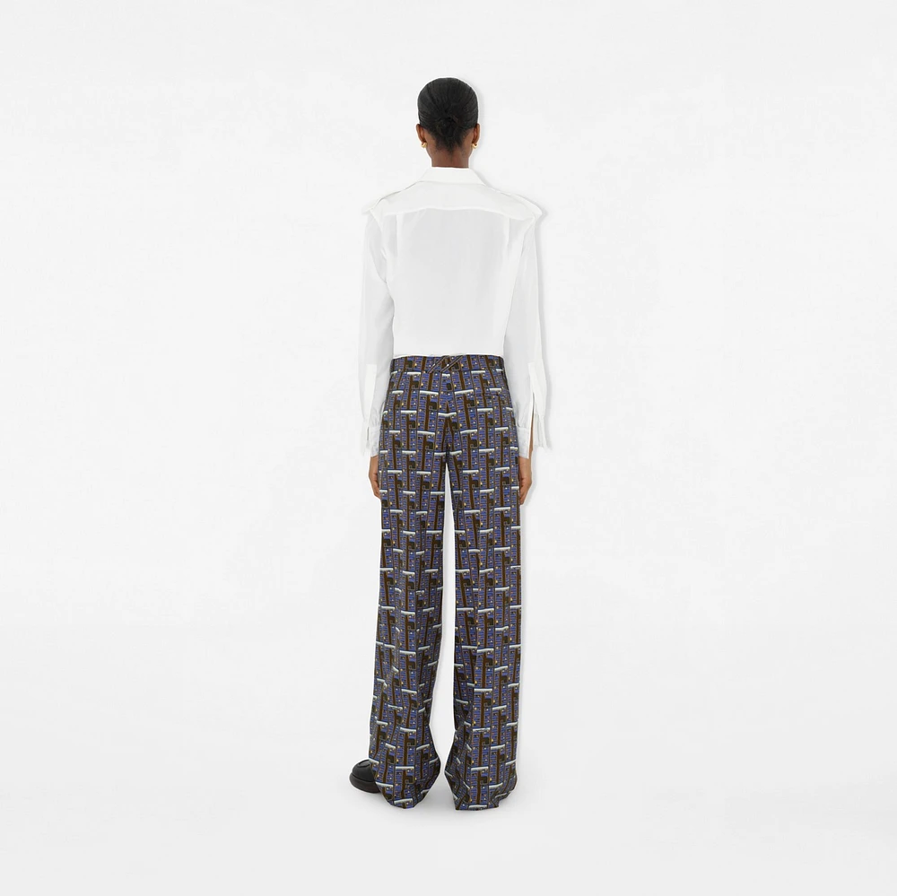 Bus Silk Pyjama Trousers in Knight - Women, Cotton | Burberry® Official