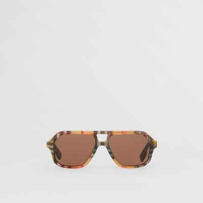Vintage Check Navigator Sunglasses in Antique Yellow - Children | Burberry® Official