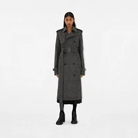 Long Wool Trench Coat in Grey melange - Women, Nylon | Burberry® Official