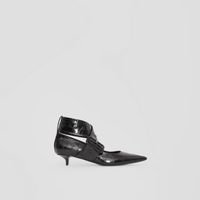 Embossed Leather Kitten-heel Point-toe Pumps Black - Women | Burberry® Official