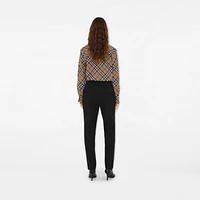 Check Wool Blend Shirt in Linden - Women, Technical | Burberry® Official