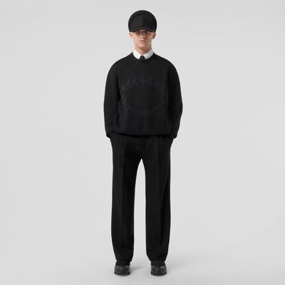 Wide Leg Wool Twill Trousers Black - Men | Burberry® Official