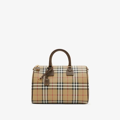 Medium Check Bowling Bag in Military - Women | Burberry® Official