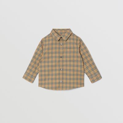 Check Stretch Cotton Shirt Archive Beige - Children | Burberry® Official