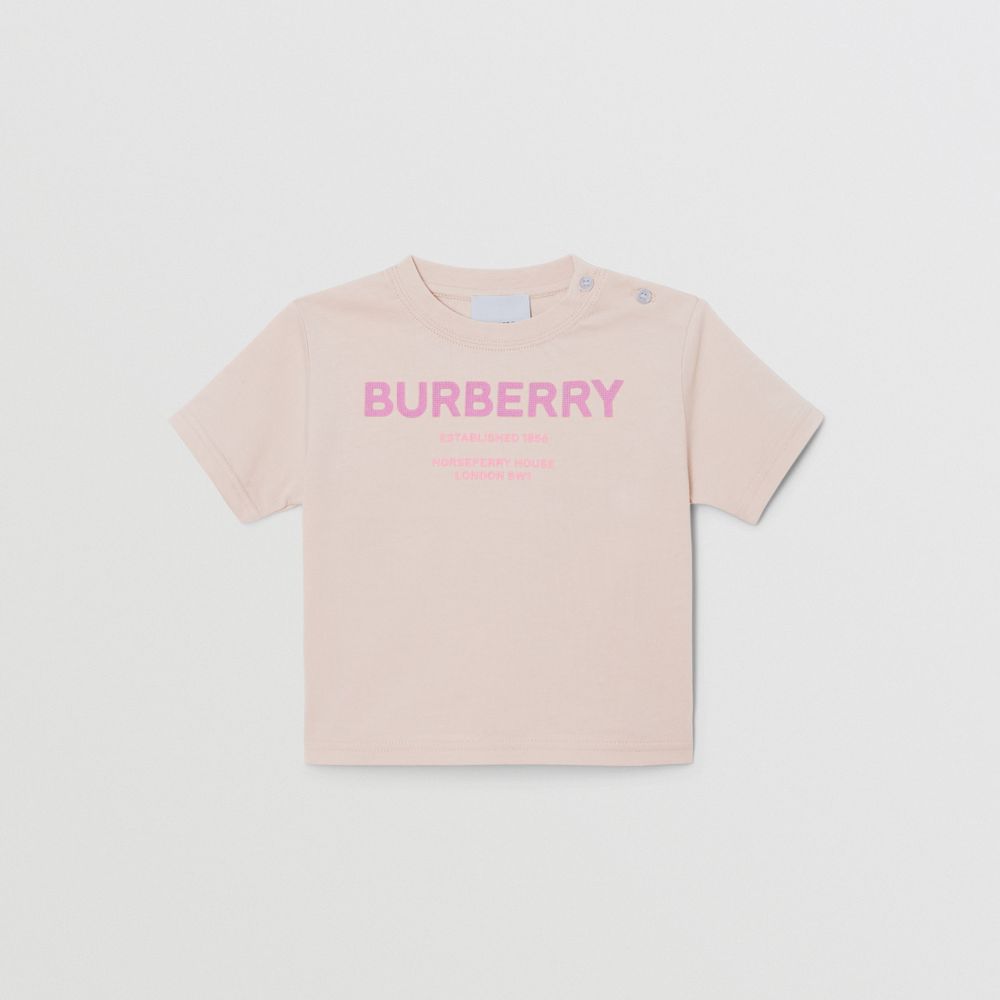 Horseferry Print Cotton T-shirt Light Rose Beige - Children | Burberry® Official