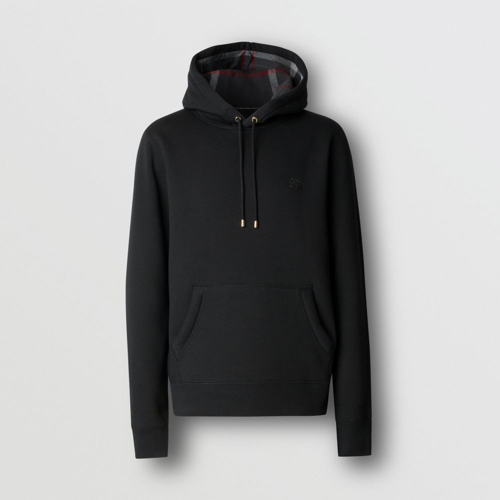 Embroidered EKD Cotton Blend Hoodie Black - Men | Burberry® Official