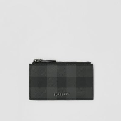Charcoal Check Zip Card Case - Men | Burberry® Official