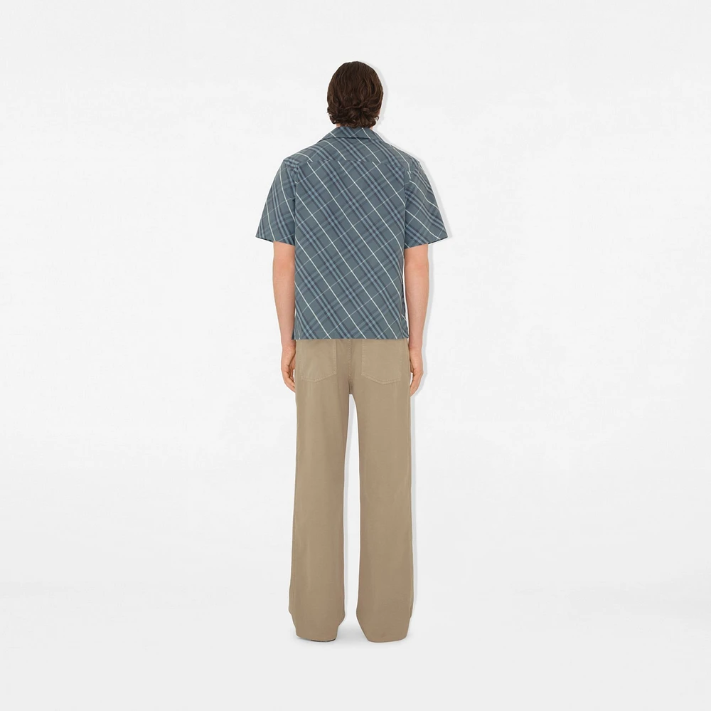 Relaxed Fit Check Cotton Shirt in Pewter - Men | Burberry® Official