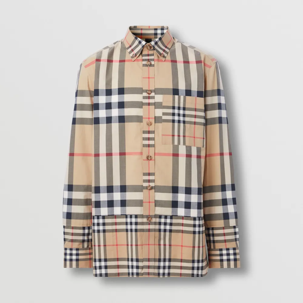 Burberry + Contrast Check Cotton Shirt Archive Beige - Men | Burberry®  Official | Yorkdale Mall