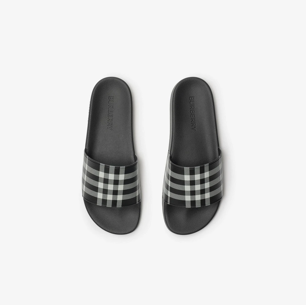 Check Slides in Black/calico - Men, Technical | Burberry® Official