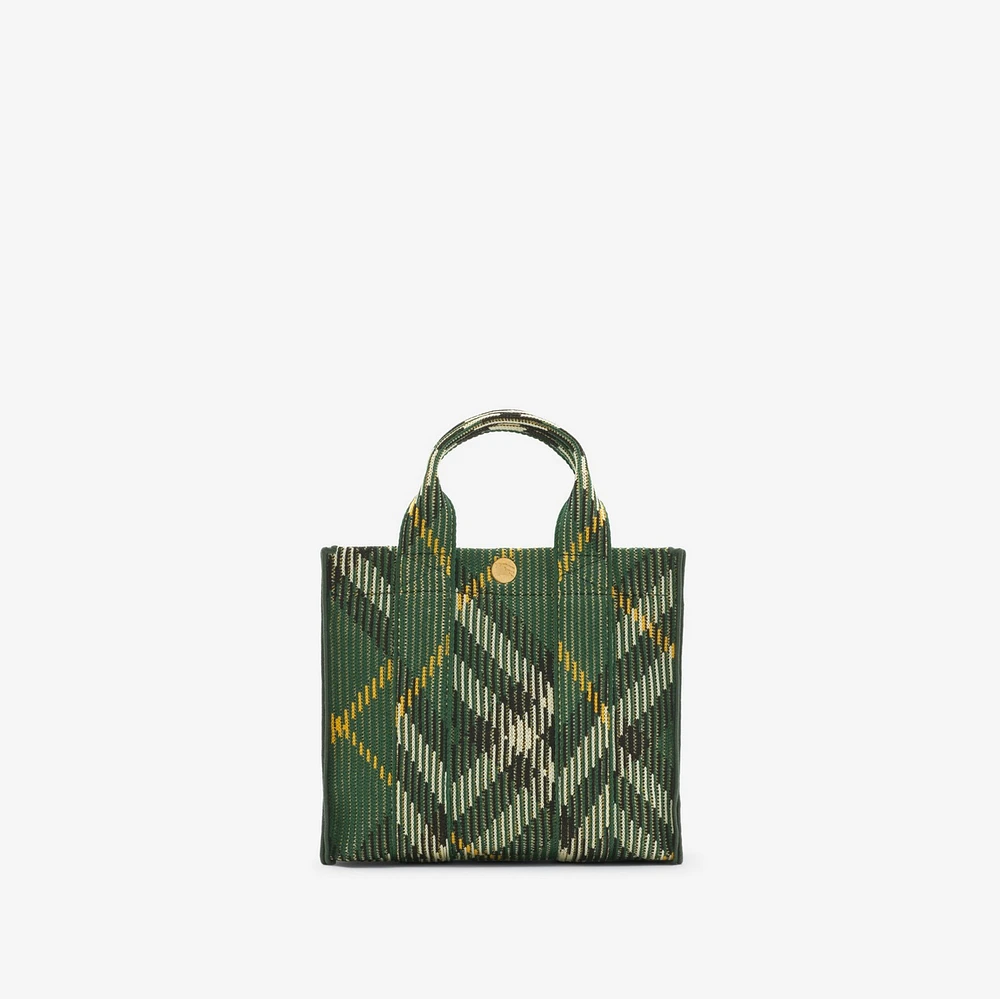 Mini Check Knitted Tote in Ivy - Women | Burberry® Official