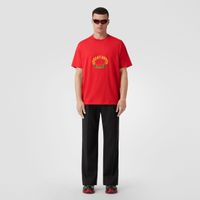 Oak Leaf Crest Cotton Oversized T-shirt Bright Red - Men | Burberry® Official