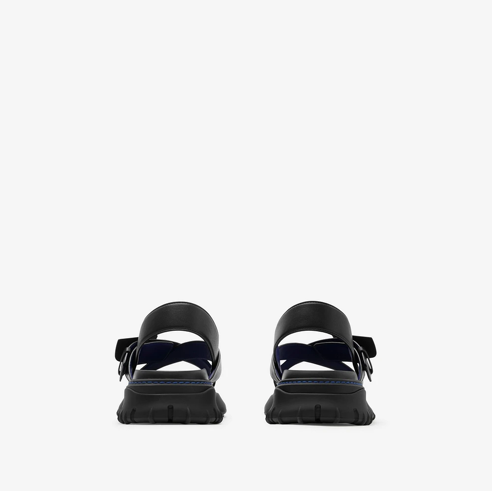 Leather Pebble Sandals in Black - Women | Burberry® Official