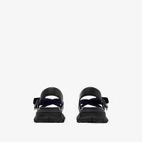 Leather Pebble Sandals in Black - Women | Burberry® Official