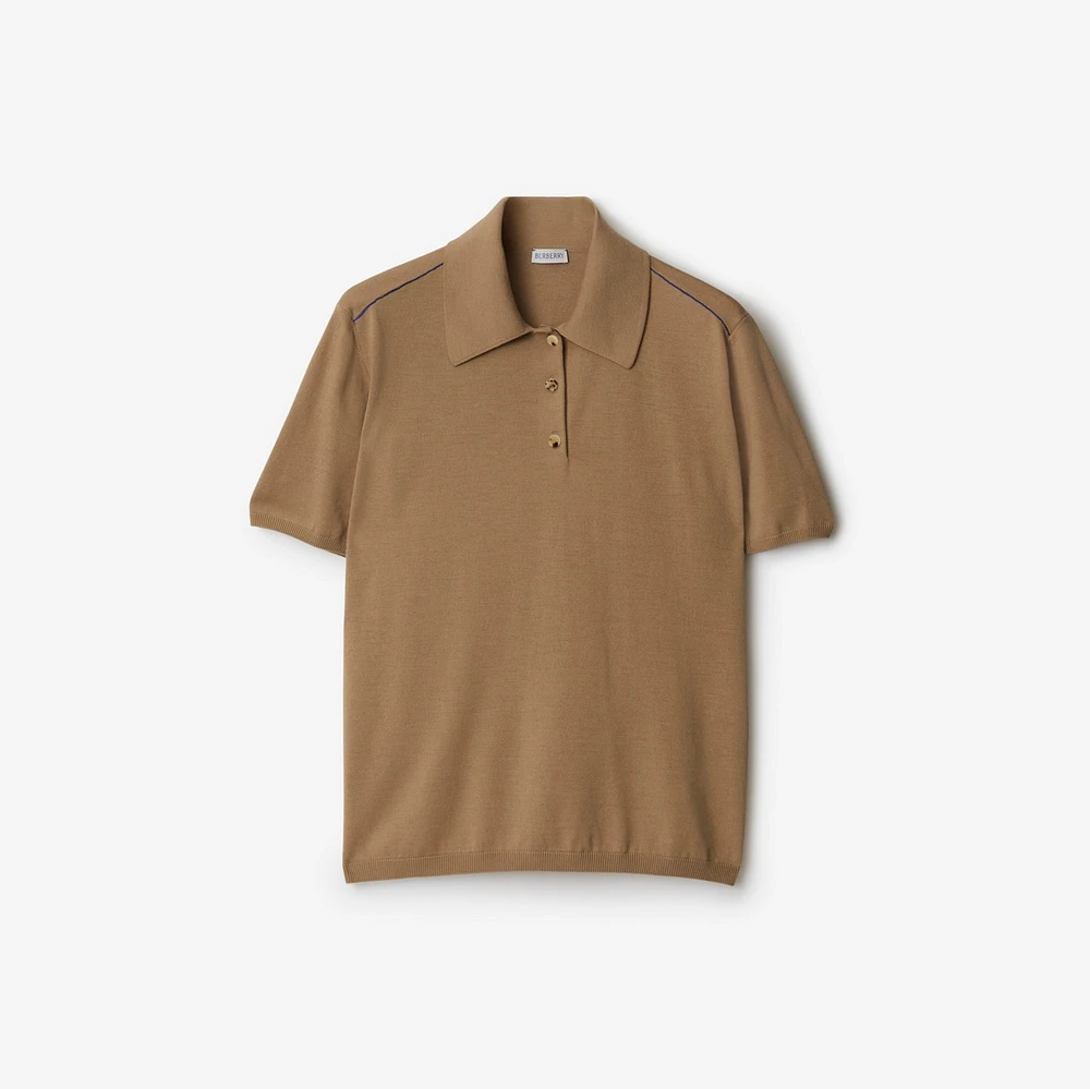 Wool Polo Shirt in Flax - Men | Burberry® Official