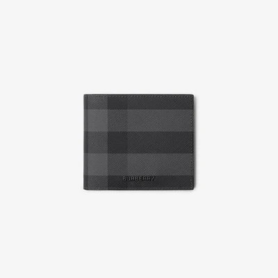 Check Bifold Wallet in Charcoal - Men, Canvas | Burberry® Official