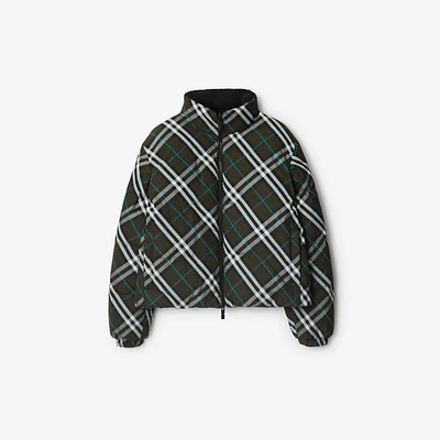 Reversible Check Nylon Puffer Jacket in Snug - Women | Burberry® Official