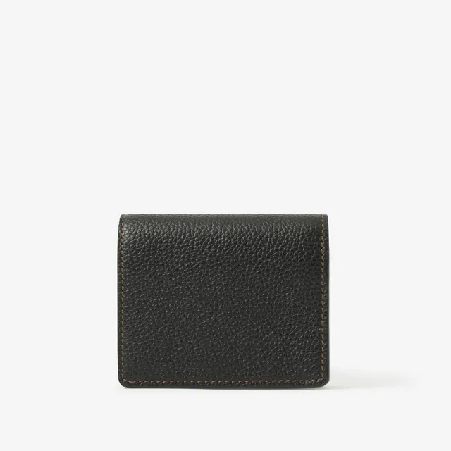 Grainy Leather TB Compact Wallet in Light Grey Melange - Women