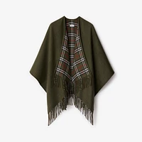 Reversible Check Wool Cape in Loch | Burberry® Official