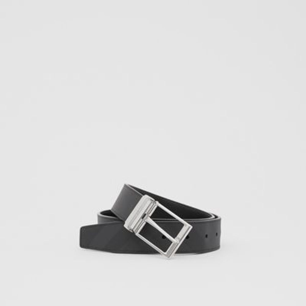 Reversible London Check and Leather Belt Dark Charcoal/black - Men | Burberry United States