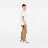 Check Panel Cotton Blend Jogging Pants in Camel - Men | Burberry® Official