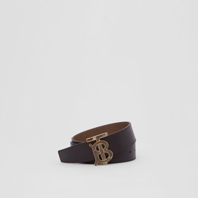 Reversible Leather Wide TB Belt Bark Brown - Men | Burberry® Official