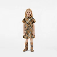 Check Rubber Marsh High Boots in Sand - Children | Burberry® Official