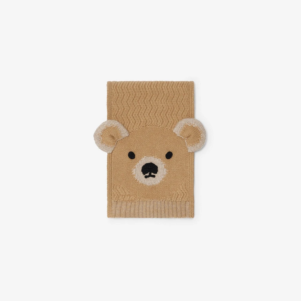 Thomas Bear Wool Scarf in Pale stone - Children | Burberry® Official