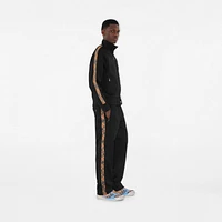 Check Trim Cotton Blend Track Pants in Black - Men | Burberry® Official