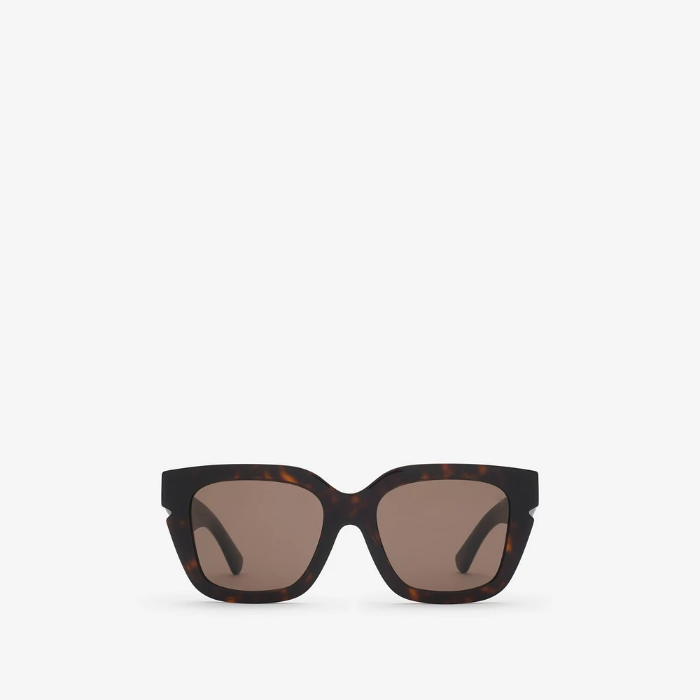 Inlaid Check Square Sunglasses in Tortoiseshell - Women | Burberry® Official