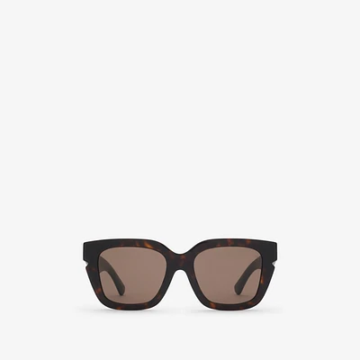 Inlaid Check Square Sunglasses in Tortoiseshell - Women | Burberry® Official
