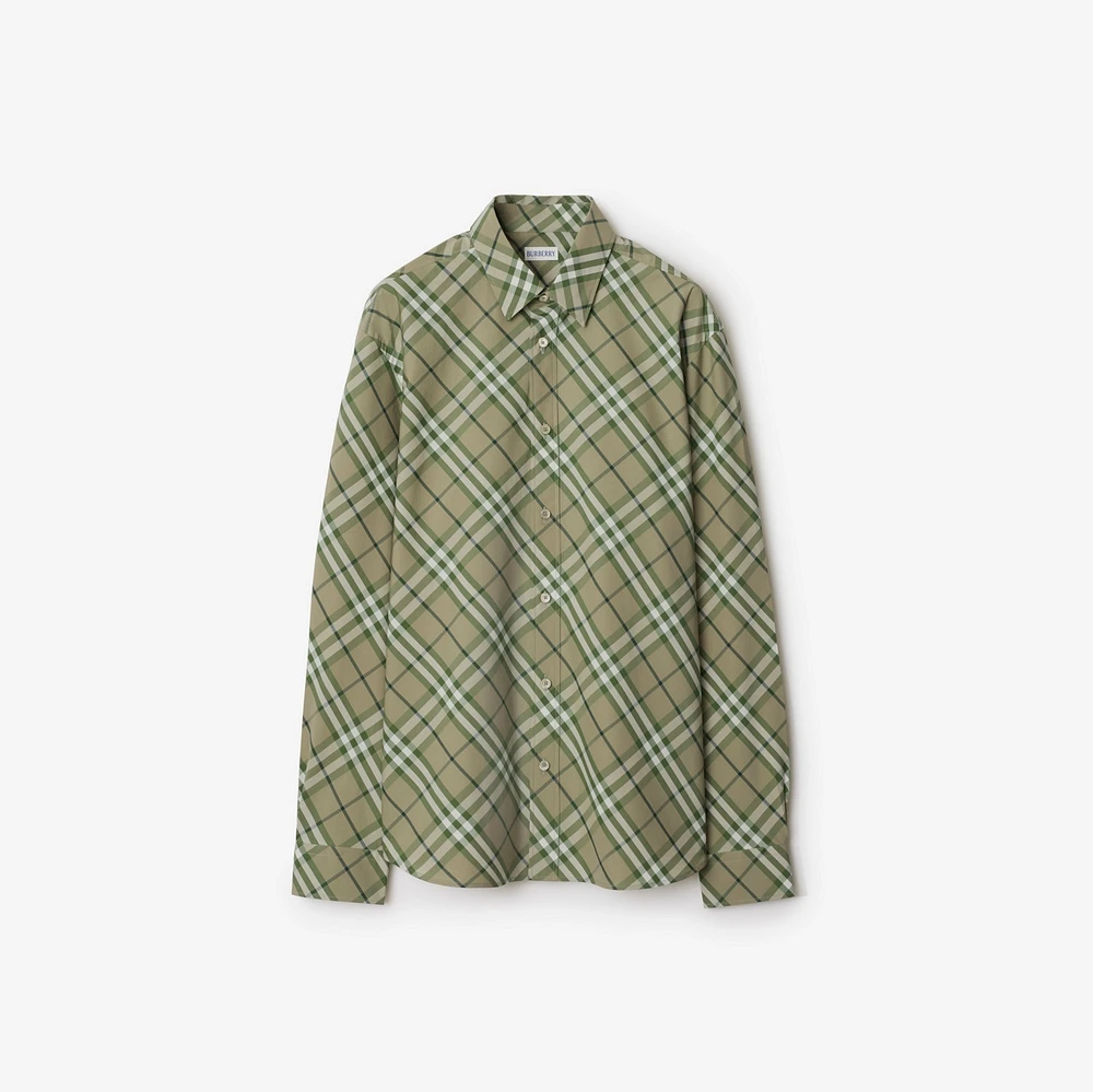 Regular Fit Check Cotton Shirt in Saxon - Men | Burberry® Official