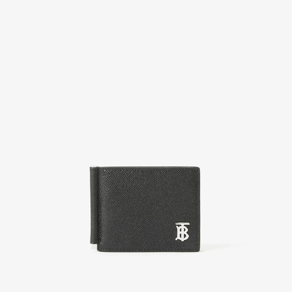 Burberry Check Bi-Fold Money Clip Wallet Charcoal