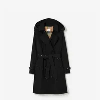 Mid-length Taffeta Kensington Trench Coat in Black - Women, Nylon | Burberry® Official