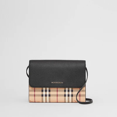 Check E-canvas and Leather Crossbody Bag in Black - Women | Burberry® Official