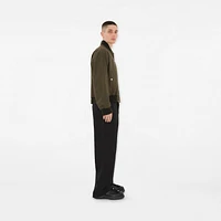 Stretch Wool Harrington Jacket in Brown melange - Men | Burberry® Official