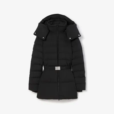 Belted Puffer Jacket in Black - Women, Nylon | Burberry® Official