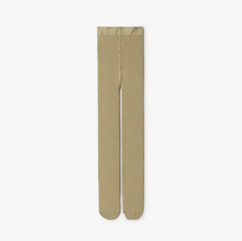 Ribbed Wool Blend Tights in Flax | Burberry® Official