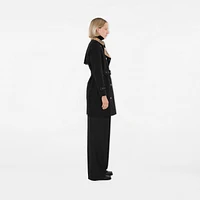 Short Check Collar Gabardine Trench Coat in Black - Women, Cotton | Burberry® Official