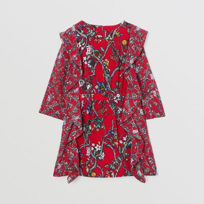 Monogram Motif Silk Dress Bright Red | Burberry® Official