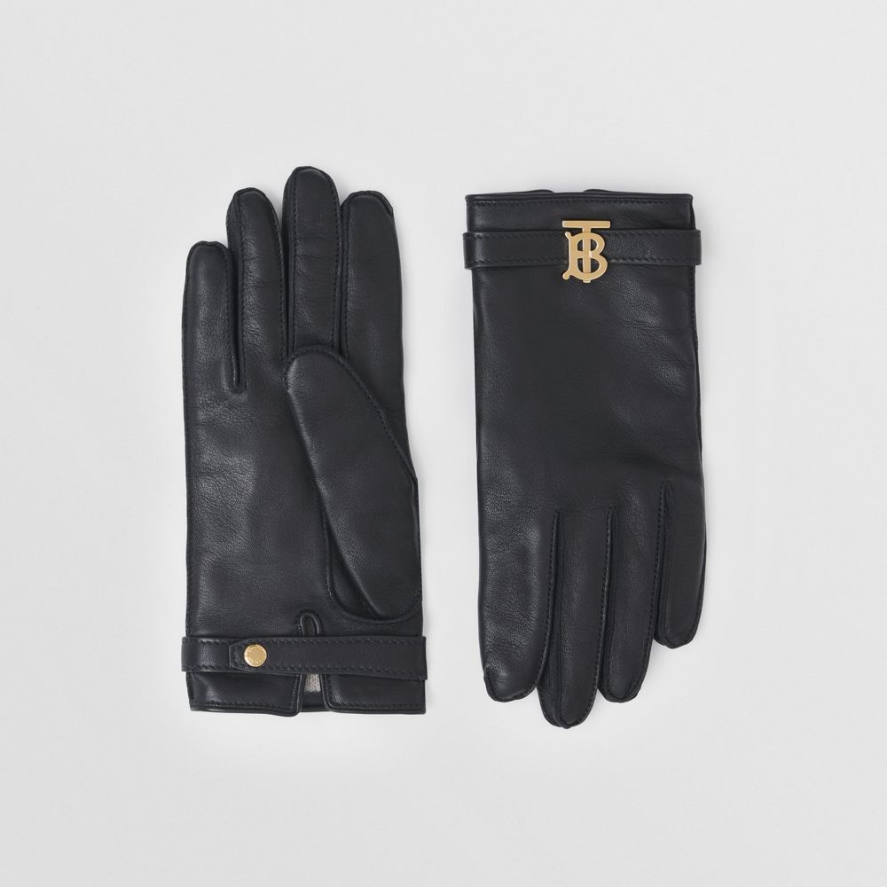 Monogram Motif Lambskin Gloves Black | Burberry® Official